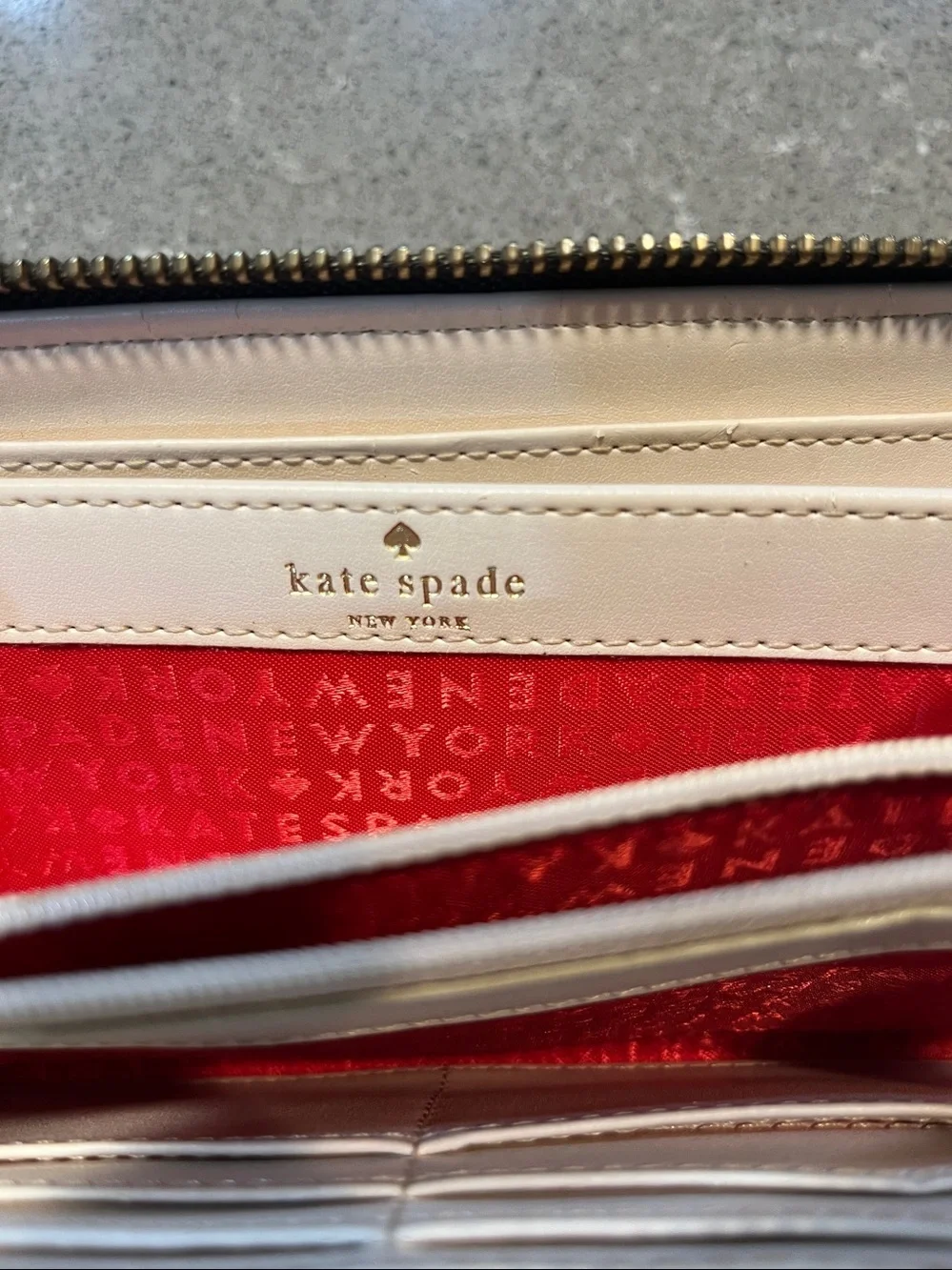 Kate Spade Neda Zip Around Brown & Red Printed Wallet